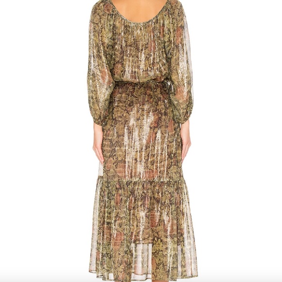 Mes Demoiselles Paris Silk Floral Metallic 'Paturage' Maxi Dress Size FR 38/US M - Picture 4 of 11